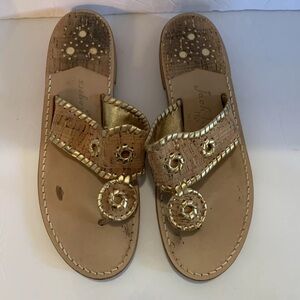Jack Rogers Brown tan gold sandals shoes size 9 made in Mexico SEE PHOTOS RARE